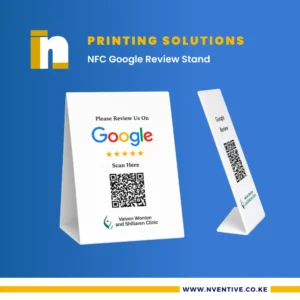 Printing Shop 11 NFC Google Review Stand Printing at Nventive Communication Printing Solutions