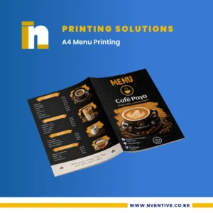A4 Menu Printing at Nventive Communication Printing Solutions