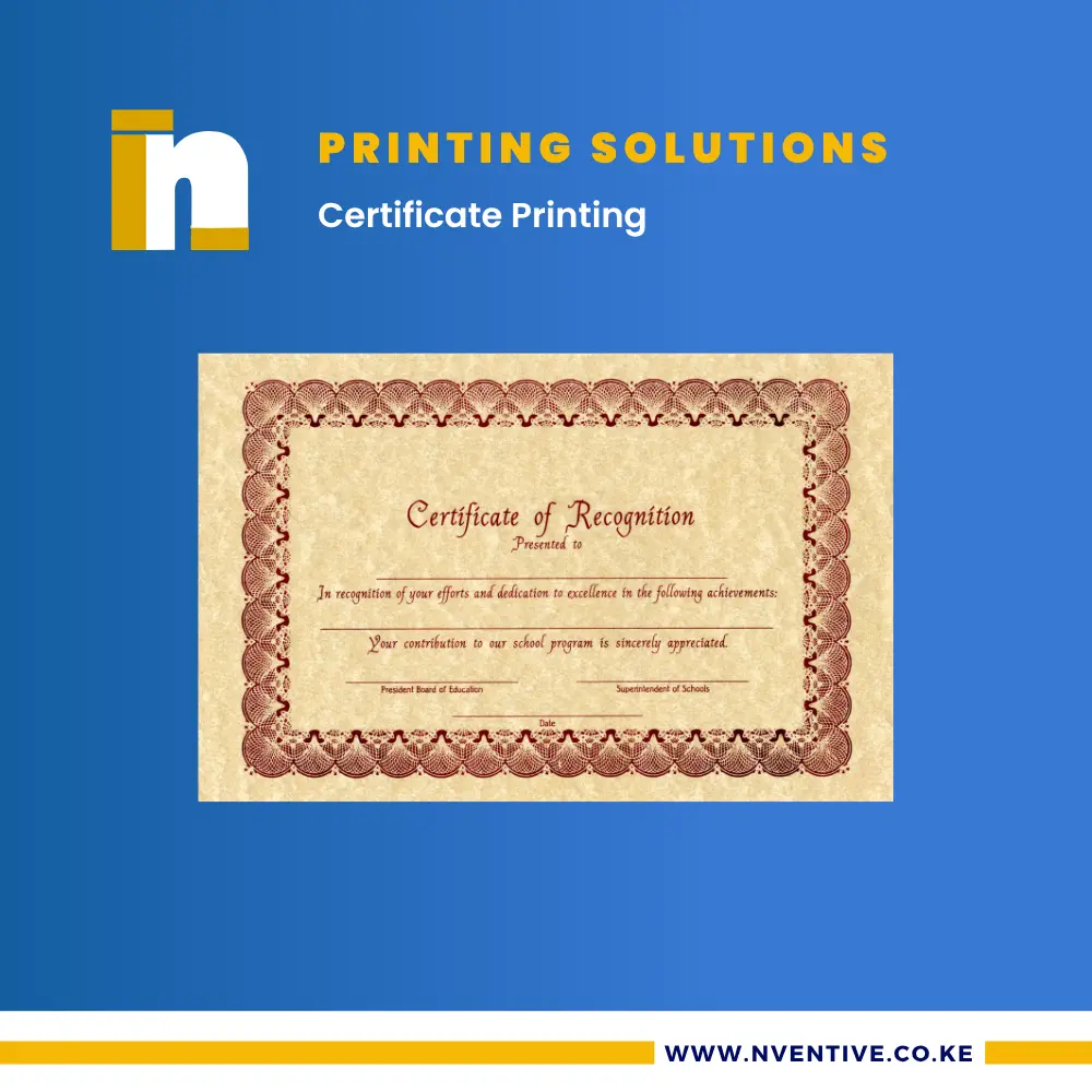 Certificate Printing 1 Certificate Printing at Nventive Communication Printing Solutions